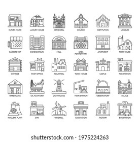 Set of Building 2 thin line and pixel perfect icons for any web and app project. 