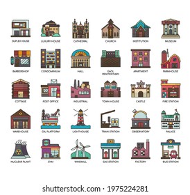 Set of Building 2 thin line and pixel perfect icons for any web and app project. 