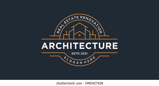 Conjunto de colección de emblemas de arquitectura de construcción, símbolos de diseño de logotipo inmobiliario para su marca, empresa y negocio.