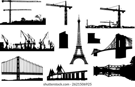 set of building architecture landmark vector illustration