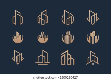 Set of building architecture logo design