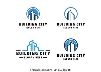 set of building city company business logo design concept