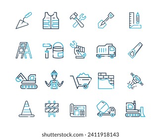 set of building construction icons
