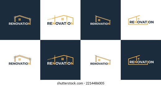 set of building construction logo design template. Building architecture logo collection.
