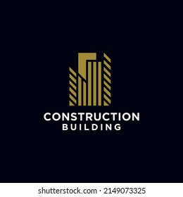 Establecer el logotipo de construcción, el logotipo de construcción líneas geométricas diseño de iconos plantilla de logotipo inmobiliario 