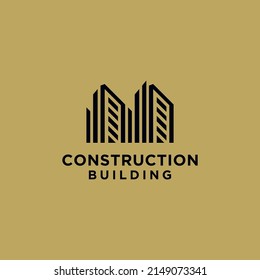 Establecer el logotipo de construcción, el logotipo de construcción líneas geométricas diseño de iconos plantilla de logotipo inmobiliario 