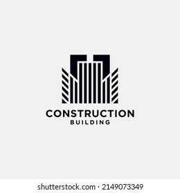 Set building construction logo, building logo geometric lines icon design real estate logo template 