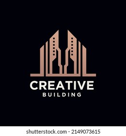 Set building construction logo, building logo geometric lines icon design real estate logo template 