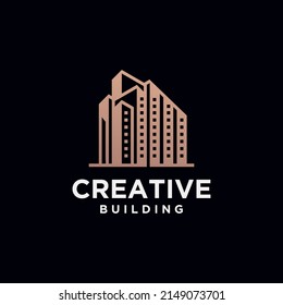 Set building construction logo, building logo geometric lines icon design real estate logo template 