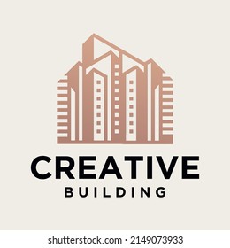 Set building construction logo, building logo geometric lines icon design real estate logo template 