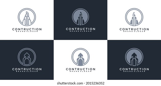 Set of building contruction logo design inspiration for company Premium Vector
