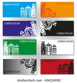 Set of building design. City background. Vector illustration.