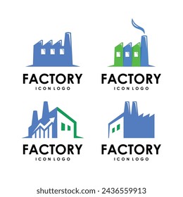 Set of Building factory icon logo design. industrial icon logo vector illustration