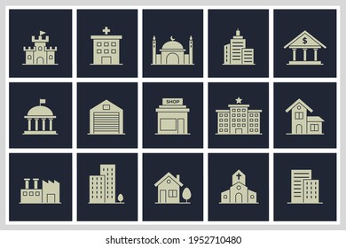 Set of Building icon. Building pack symbol template for graphic and web design collection logo vector illustration