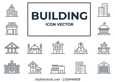 Set of Building icon. Building pack symbol template for graphic and web design collection logo vector illustration