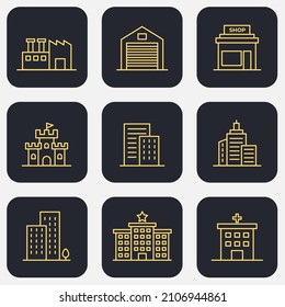 Set of Building icon. Building pack symbol template for graphic and web design collection logo vector illustration