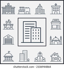 Set of Building icon. Building pack symbol template for graphic and web design collection logo vector illustration