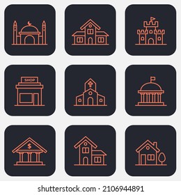 Set of Building icon. Building pack symbol template for graphic and web design collection logo vector illustration