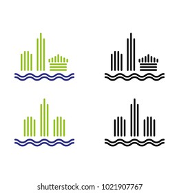 A set of building icons