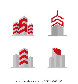 A set of building icons
