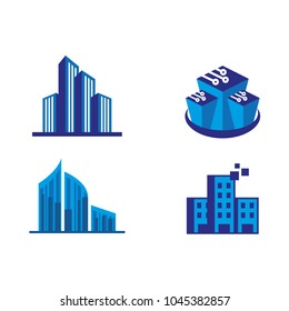 A set of building icons