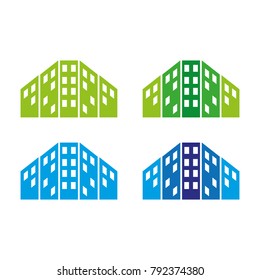 A set of building icons