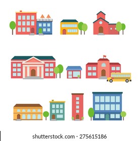 Set of building icons isolated