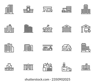 set of building icons, real estate, city, house