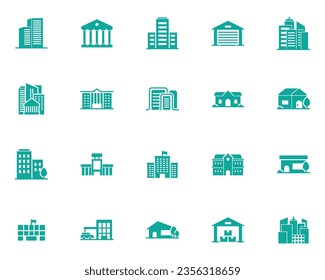 set of building icons, real estate, city, house