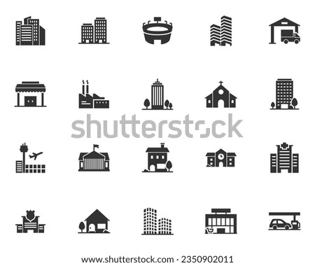 set of building icons, real estate, city, house