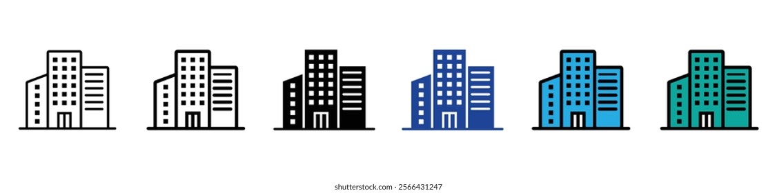 set of building icons, such as city, apartment, condominium, town, vector stock. 