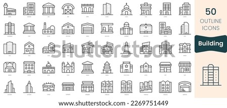 Set of building icons. Thin linear style icons Pack. Vector Illustration