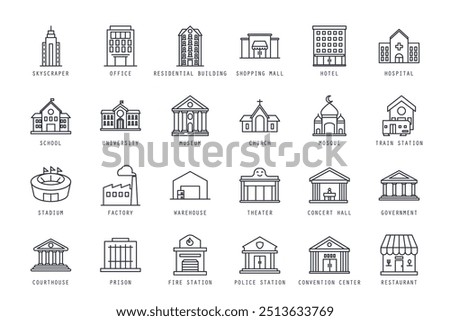 Set of building icons vector illustration. icons bundle isolated on white background