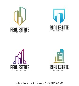 Set of Building Idea logo template, Modern City logo designs concept, Real Estate logo Vector Illustration