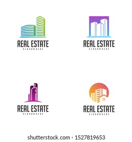 Set of Building Idea logo template, Modern City logo designs concept, Real Estate logo Vector Illustration