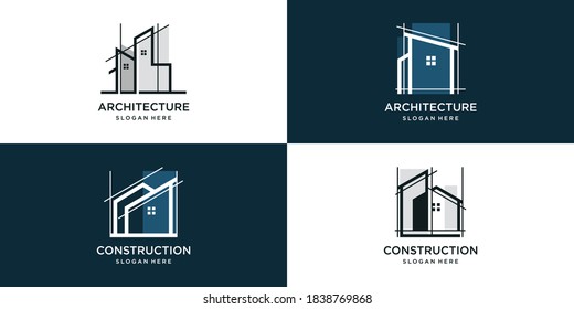 Set Of Building Logo Collection With Modern And Unique Concept, Construction, Architect, Premium Vector