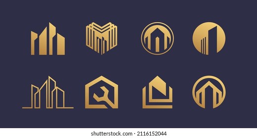 Conjunto de colección de logotipos de construcción Vector Premium