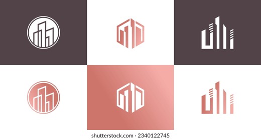 Set of building logo concept with creative idea