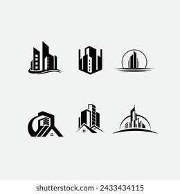 set Building logo for construction company, printing with modern concept Premium