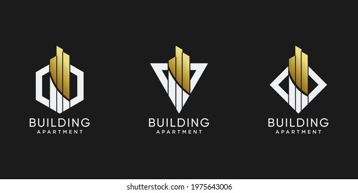  Set of building logo design for construction. Inspiration, illustration logo Premium Vector