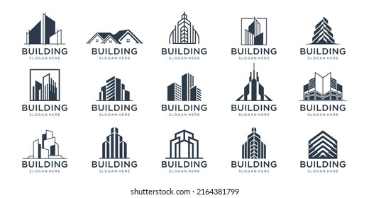 Set of building logo design inspiration architecture sets, real estate logo design collection build.