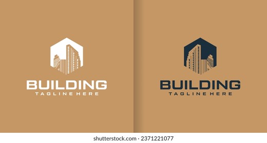 Set of building logo design inspiration. Good for brand, advertising, real estate, construction, house, home, and business card