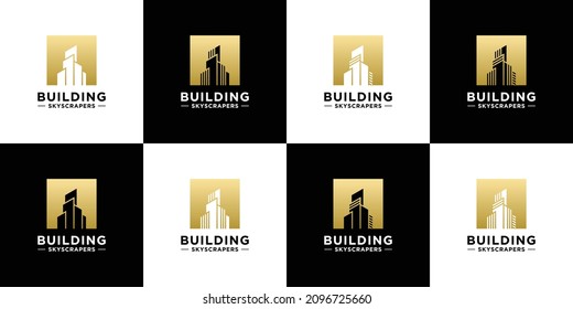set of building logo design real estate template