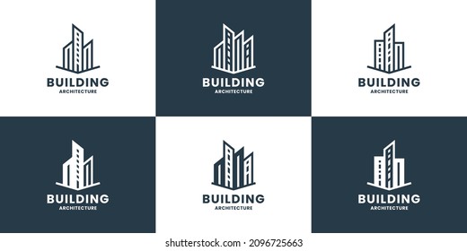 conjunto de diseños de logotipo de construcción para negocios inmobiliarios