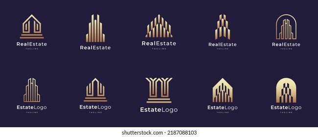 set of Building logo design, real estate, architecture, construction