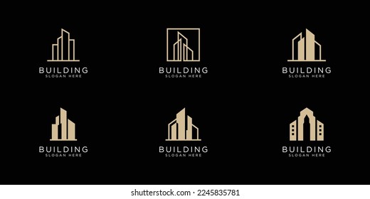 set of building logo design template