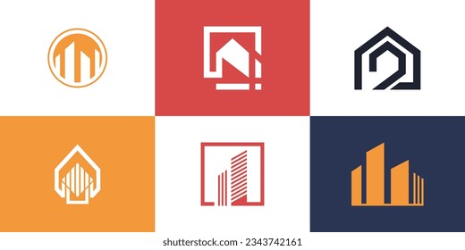 Set of building logo design template