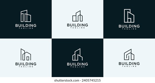set of building logo design vector