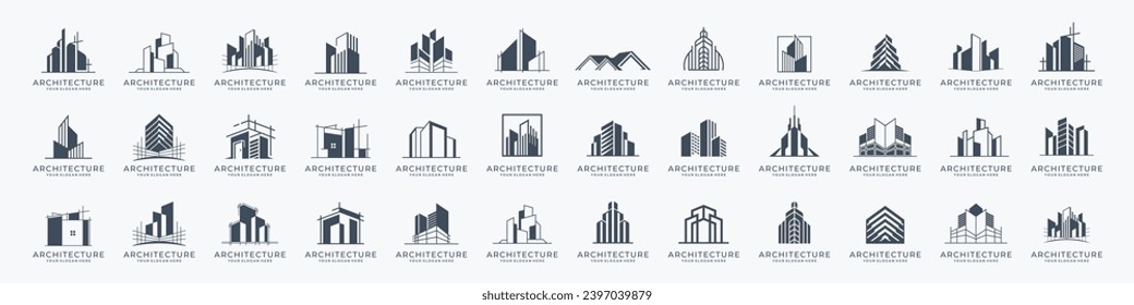 set building logo inspirations. mega bundle architect design modern.