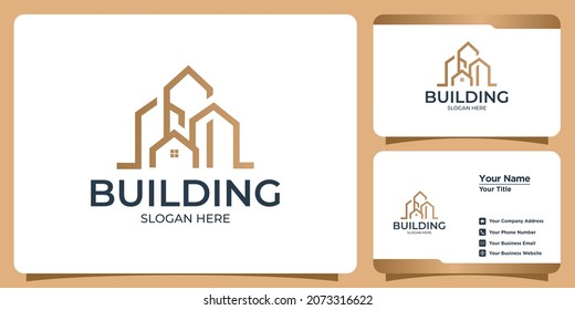 set of building logos and business cards